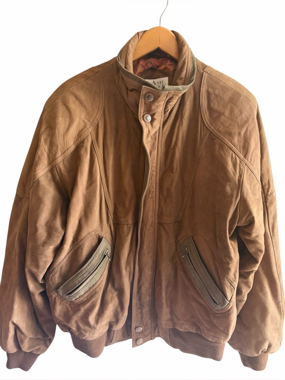Men’s VTG Bomber Jacket Ash Creek Trading Chocolate Leather Jacket Size XL